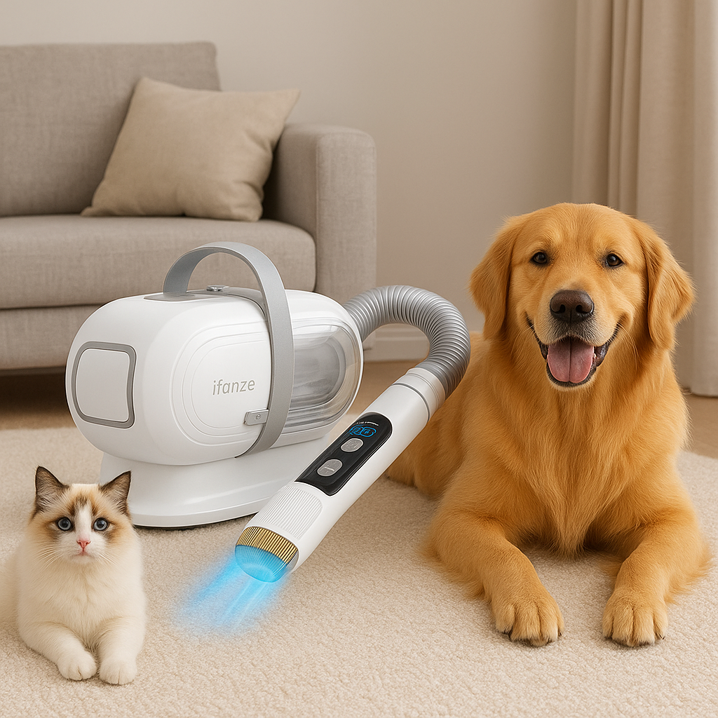 Ultimate Pet Grooming Vacuum Kit – 14KPa Powerful Suction, 2.5L Hair Collection, 3 Adjustable Modes, 5 Grooming Tools, Quiet Dog & Cat Hair Vacuum, White